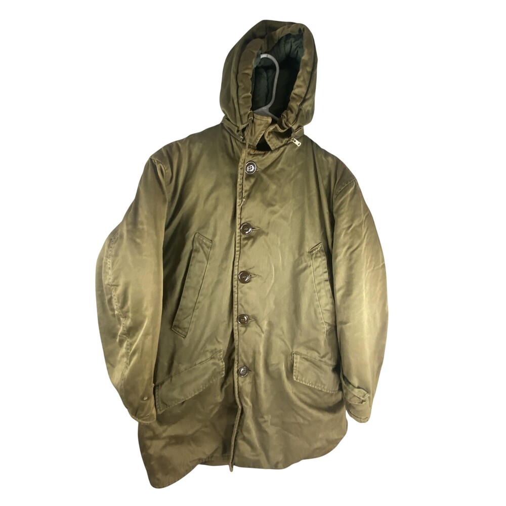 Vintage Golden Fleece Parka Coat Mens Large Green Hooded Quilted Canvas Outdoor